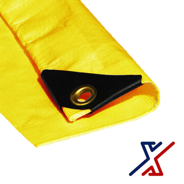 X1 Tools Heavy Duty Tarp, 16 ft x 10 ft, 12 Mil, Yellow